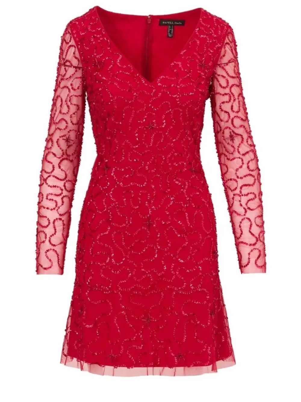 NWT - Papell Studio Berry-Red Beaded Short Dress